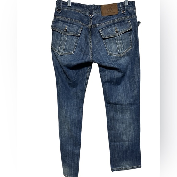 Y2K Fit Armani Exchange Distressed Straight Leg Denim W/Pocket Detail 8 Short - Picture 6 of 15